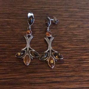 Gorgeous amber and sterling earrings
